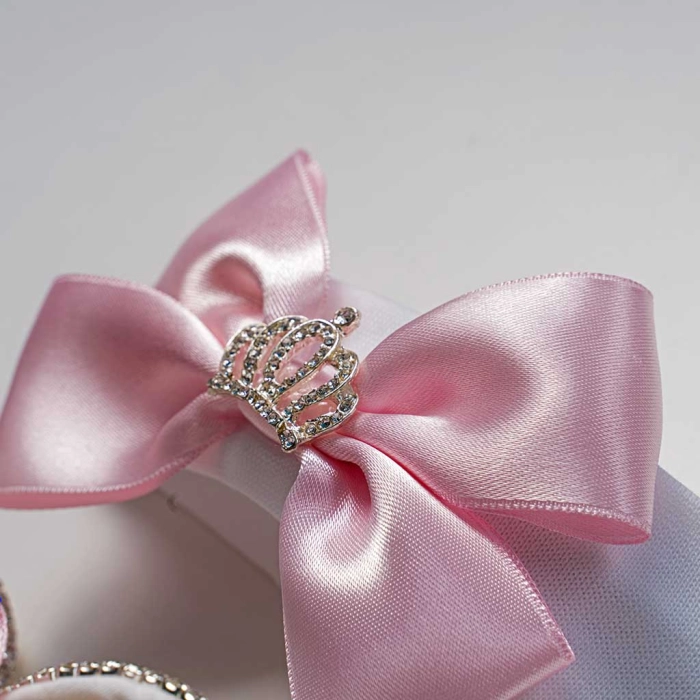 Bρεφικό σετ δωρου παπούτσια και κορδέλα για κορίτσια GirlyQueen ροζ πριγκιπικό δώρό για βαπτιση μηνών online (2)