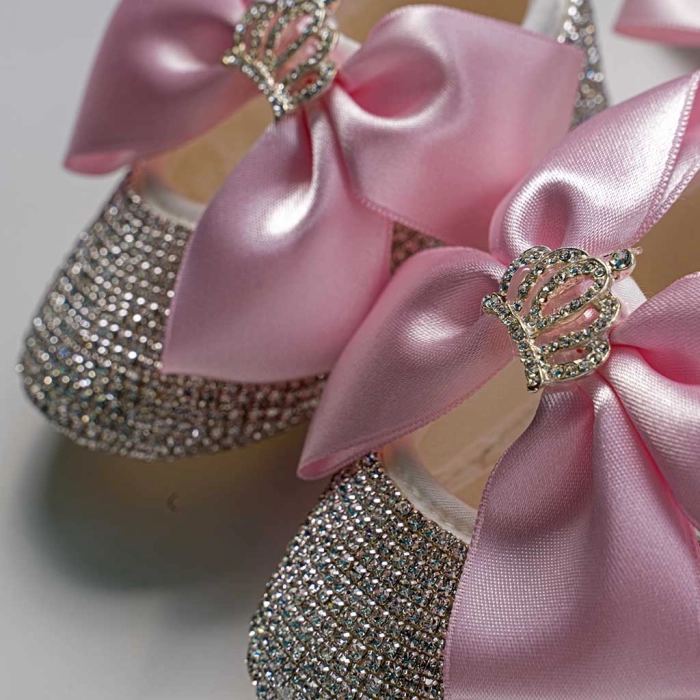 Bρεφικό σετ δωρου παπούτσια και κορδέλα για κορίτσια GirlyQueen ροζ πριγκιπικό δώρό για βαπτιση μηνών online (3)