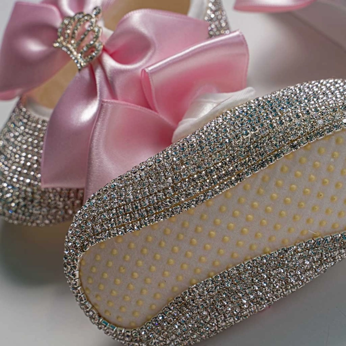 Bρεφικό σετ δωρου παπούτσια και κορδέλα για κορίτσια GirlyQueen ροζ πριγκιπικό δώρό για βαπτιση μηνών online (4)