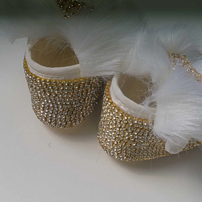 Bρεφικό σετ δωρου παπούτσια και κορδέλα για κορίτσια GirlySnow άσπρο πριγκιπικό δώρό για βαπτιση μηνών online (1)