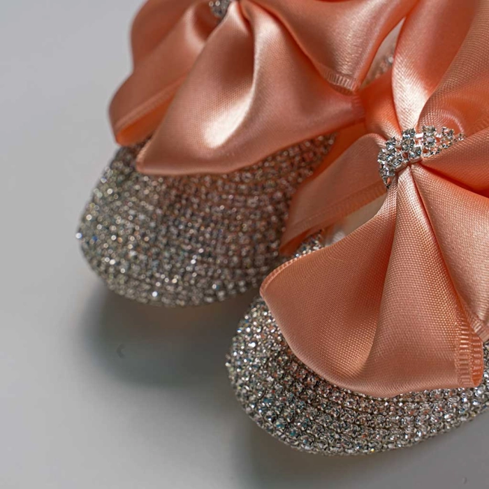 Bρεφικό σετ δωρου παπούτσια και κορδέλα για κορίτσια Butterfly σομόν πριγκιπικό δώρό για βαπτιση μηνών online (4)