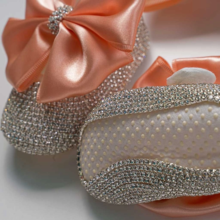Bρεφικό σετ δωρου παπούτσια και κορδέλα για κορίτσια Butterfly σομόν πριγκιπικό δώρό για βαπτιση μηνών online (5)