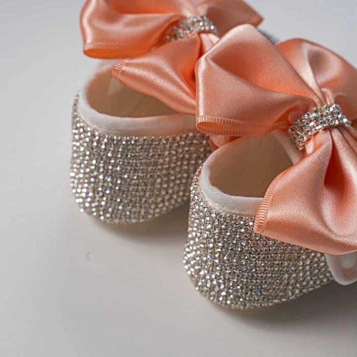Bρεφικό σετ δωρου παπούτσια και κορδέλα για κορίτσια Butterfly σομόν πριγκιπικό δώρό για βαπτιση μηνών online (1)