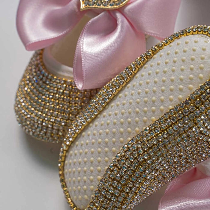 Bρεφικό σετ δωρου παπούτσια και κορδέλα για κορίτσια PinkHearts ροζ πριγκιπικό δώρό για βαπτιση μηνών online (9)