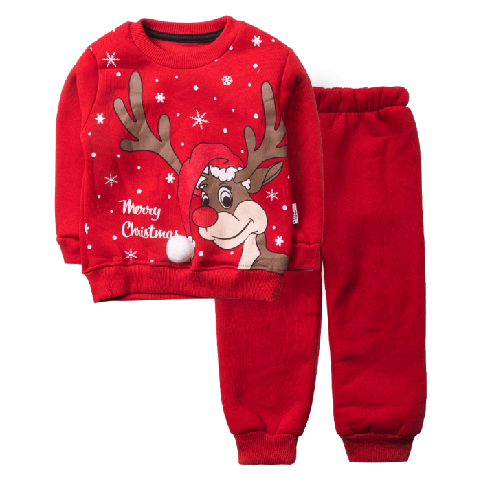 Παιδικό χριστουγεννιάτικο σετ Oh Deer κόκκινο γιορτές καθημερινό χειμωνιάτικο ζεστό ελαφάκι ετών online (1)
