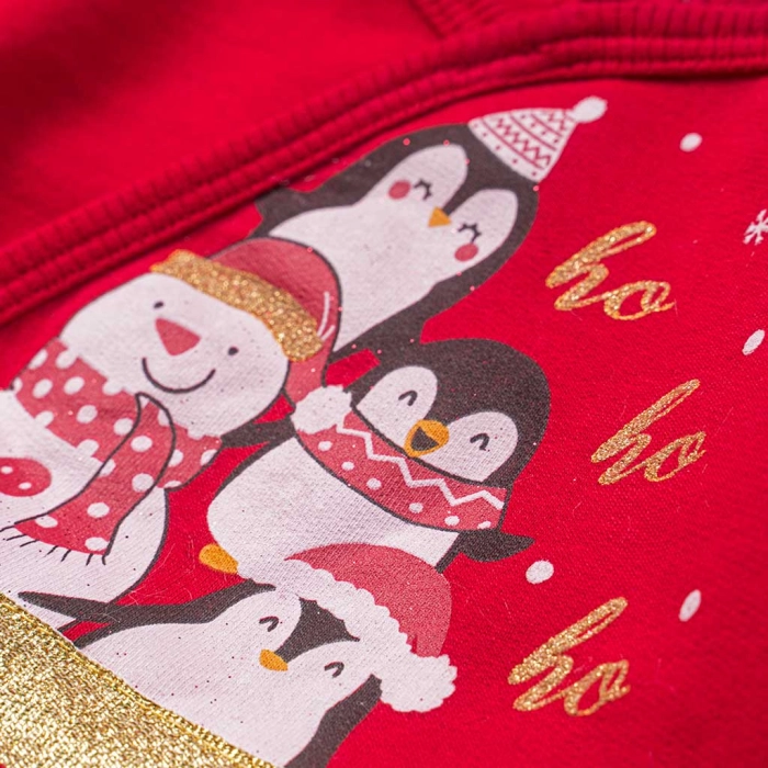 Βρεφικό χριστουγεννιάτικο φόρεμα Snow Pinguin για κορίτσια κόκκινο τούλι γιορτινό κορδέλα φανταχτερό μηνών online (3)