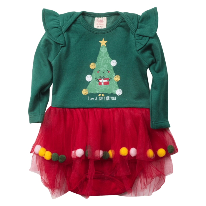 Βρεφικό χριστουγεννιάτικο φόρεμα Xmas tree πράσινο  (1)