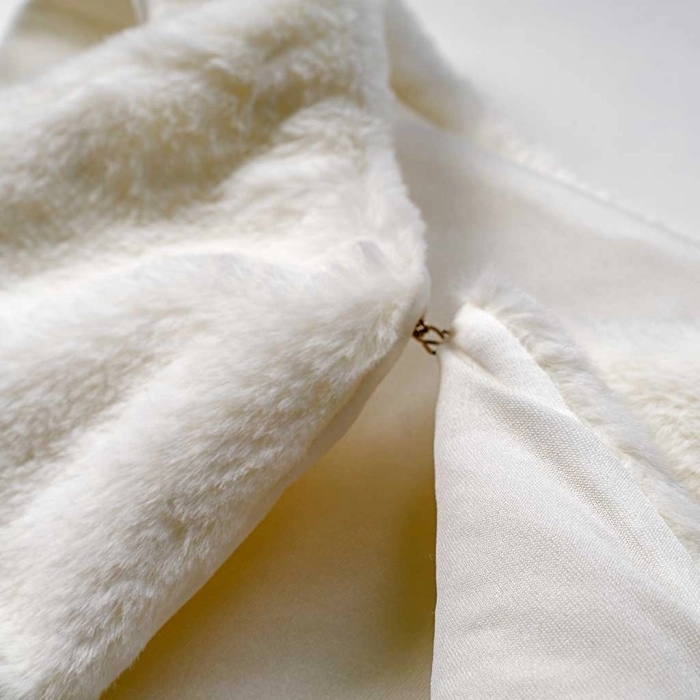 Παιδικό αμάνικο γουνάκι για κορίτσια Cloudy άσπρο μοντέρνο ζεστό για βόλτες κοριτσίστικο με φόρεμα ετών (2)