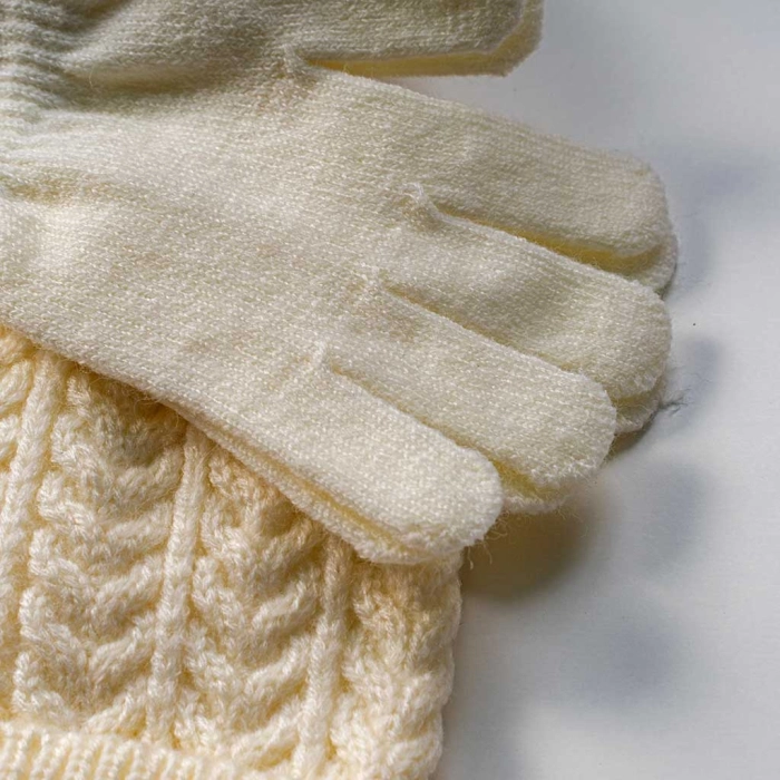 Παιδικό σετ σκούφος & κασκόλ knitty λευκό κορίτσι χειμώνας ζεστό οικονομικό ετών online (4)