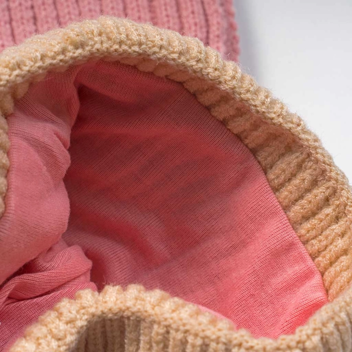 Παιδικό σετ σκούφος & κασκόλ cute bear ροζ κορίτσι χειμώνας οικονομικό ζεστό ετών online  (4)