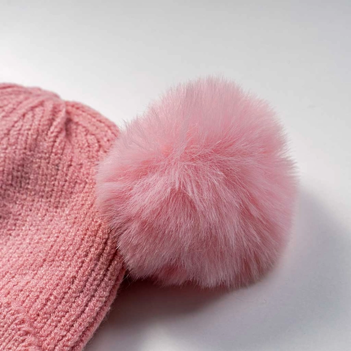 Παιδικό σετ σκούφος & κασκόλ moustache ροζ κορίτσι χειμώνας οικονομικό ζεστό ετών online (4)