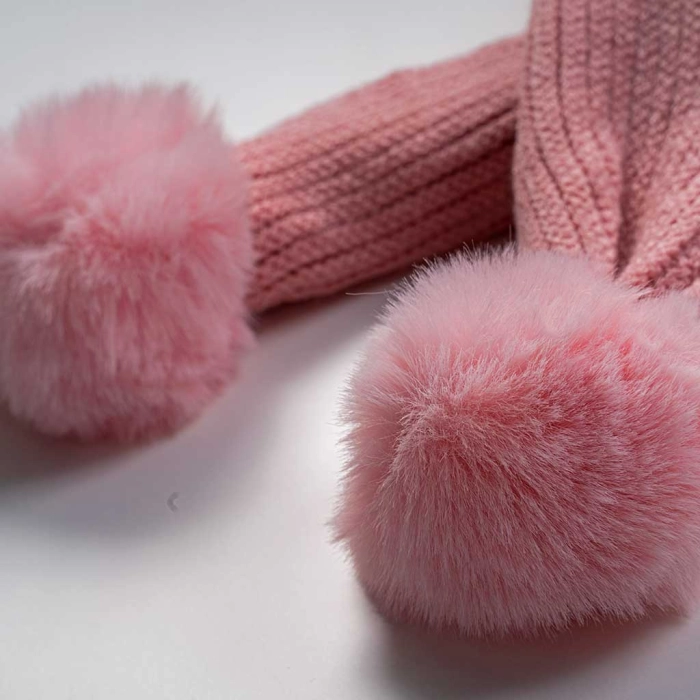 Παιδικό σετ σκούφος & κασκόλ moustache ροζ κορίτσι χειμώνας οικονομικό ζεστό ετών online (1)
