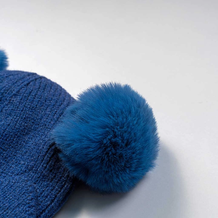 Παιδικό σετ σκούφος & κασκόλ moustache μπλε αγόρι οικονομικό χειμώνας ζεστό ετών online  (1)