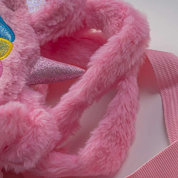 Παιδική τσάντα για κορίτσια PinkUnicorn ροζ καθημερινή γούνινη μοντέρνα βόλτα ετών χειμώνας online (4)