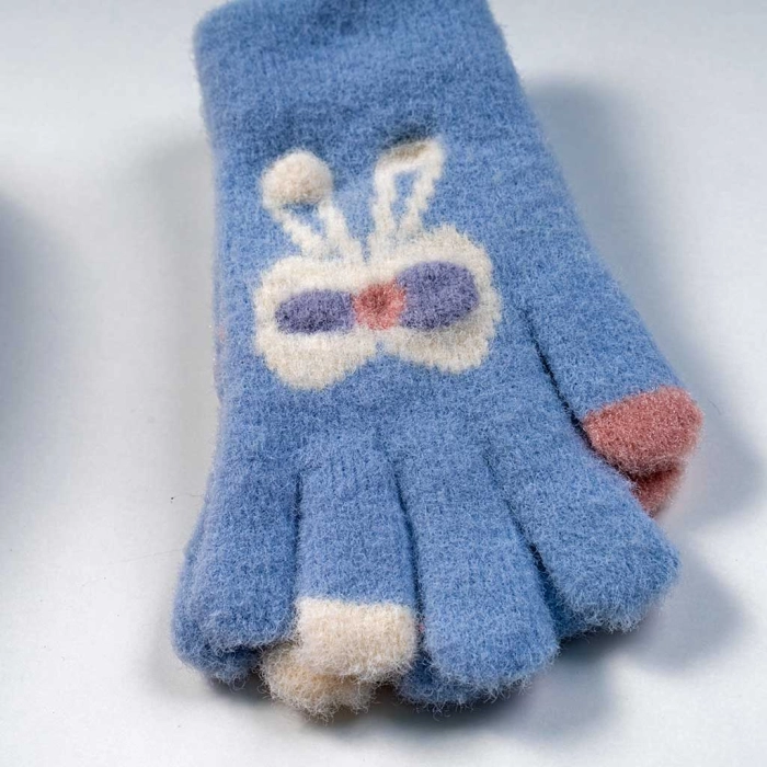 Παιδικά γάντια για κορίτσια BlokCold γαλάζιο οικονομικό χειμώνας ζεστό ετών online (3)