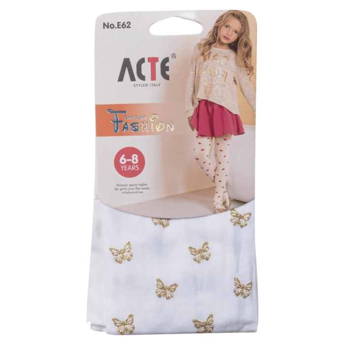 Κοριτσίστικο καλσόν για κορίτσια ButterfliesW άσπρο κοριτσίστικο  για φορέματα ετών Online (5)