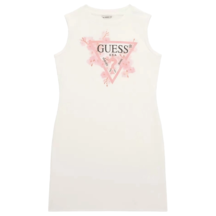 Παιδικό φόρεμα GUESS για κορίτσια Blossom άσπρο επώνυμο καλοκαιρινό βαμβακερό καθημερινό ετών online (2)