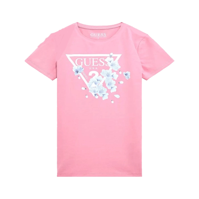 Παιδική μπλούζα Guess για κορίτσια Blossom ροζ επώνυμη οικονομική βαμβακερή καλοκαιρινή ετών Online  (1)