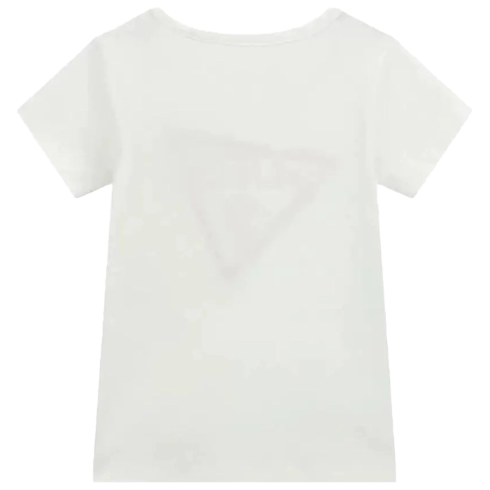 Παιδική μπλούζα Guess για κορίτσια Knitty άσπρο επώνυμη οικονομική βαμβακερή καλοκαιρινή ετών Online  (2)