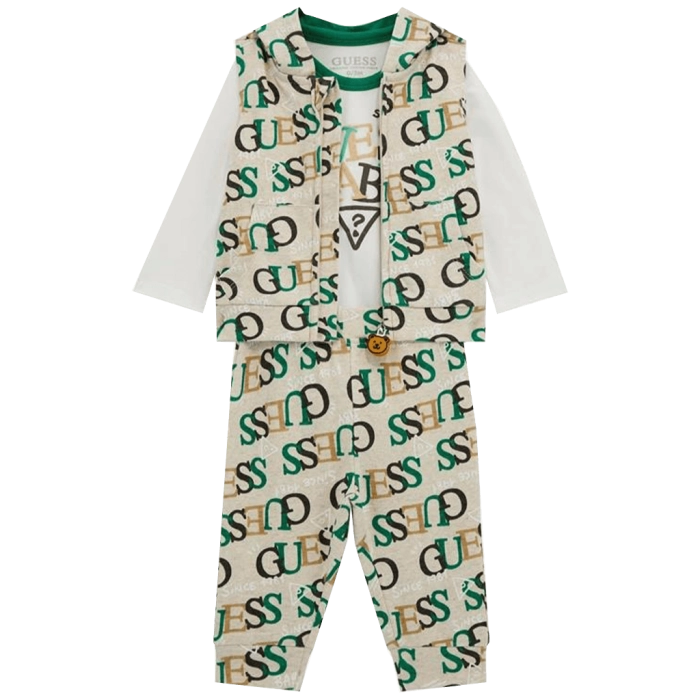 Βρεφικό σετ φόρμας GUESS για αγόρια Baby μπεζ επωνυμο αμάνικο βαμβακερό δώρο ετών online (2)