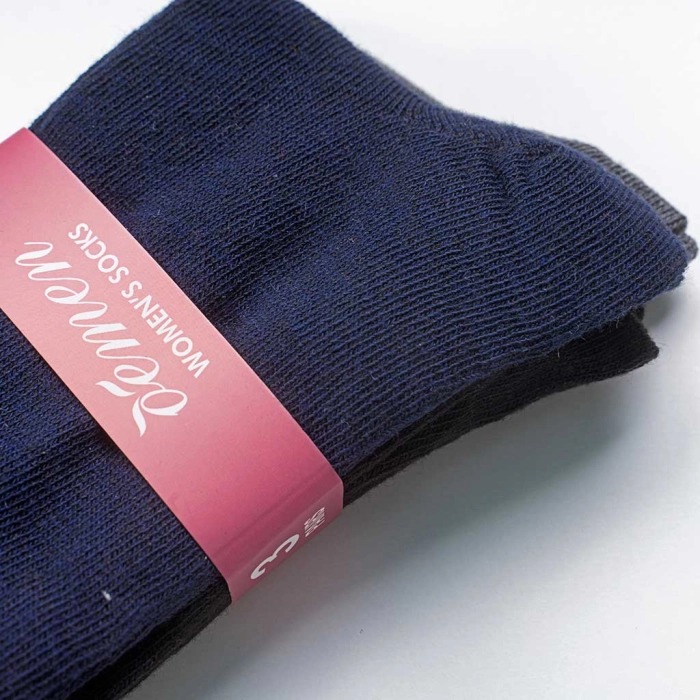 Παιδικές κάλτσες για κορίτσια Semo σετ 3 ζευγάρια μαυρο μπλε ανθρακί ψηλές ζεστές οικονομικές ετών Online (2)