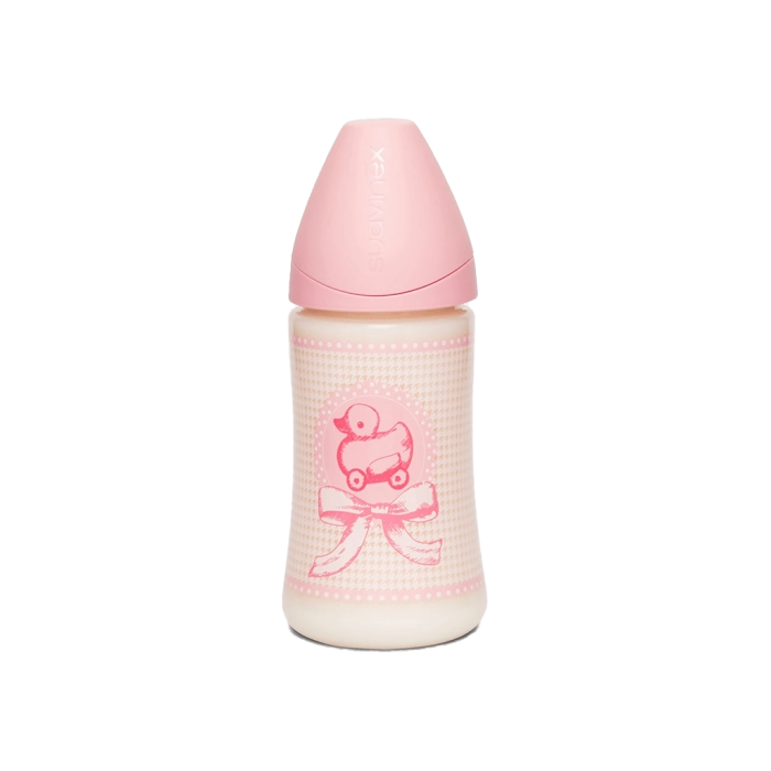 Βρεφικό μπιμπερό Suavinex για κορίτσια RoseToy ροζ 270ml 0-6m κοριτσίστικα επώνυμα μπιμπερό