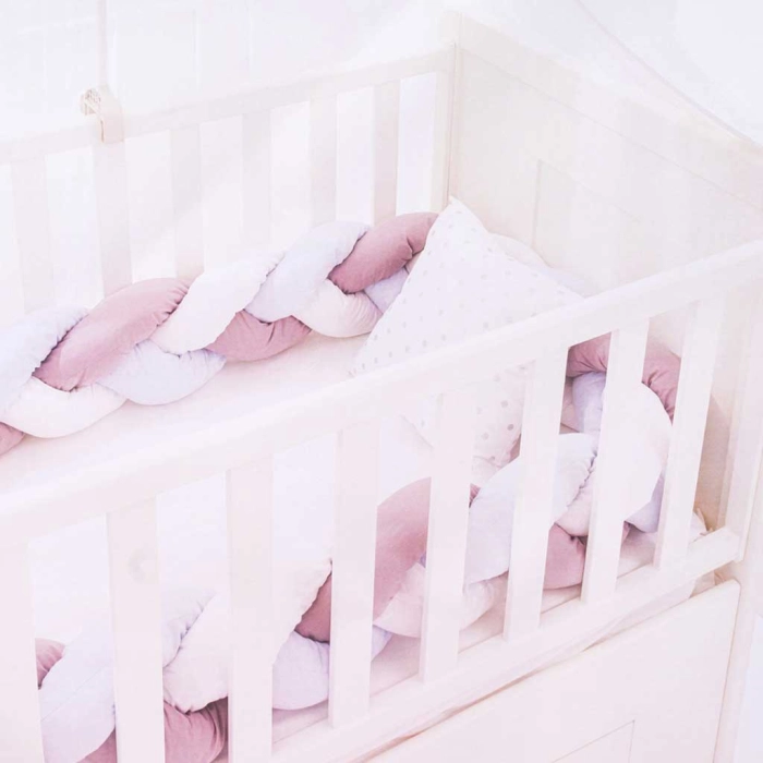 Βρεφική πλεξούδα ABO για κορίτσια Sweet dreams ροζ για κούνια μωράκια πάντα μοντέρνο νεογέννητα δώρα