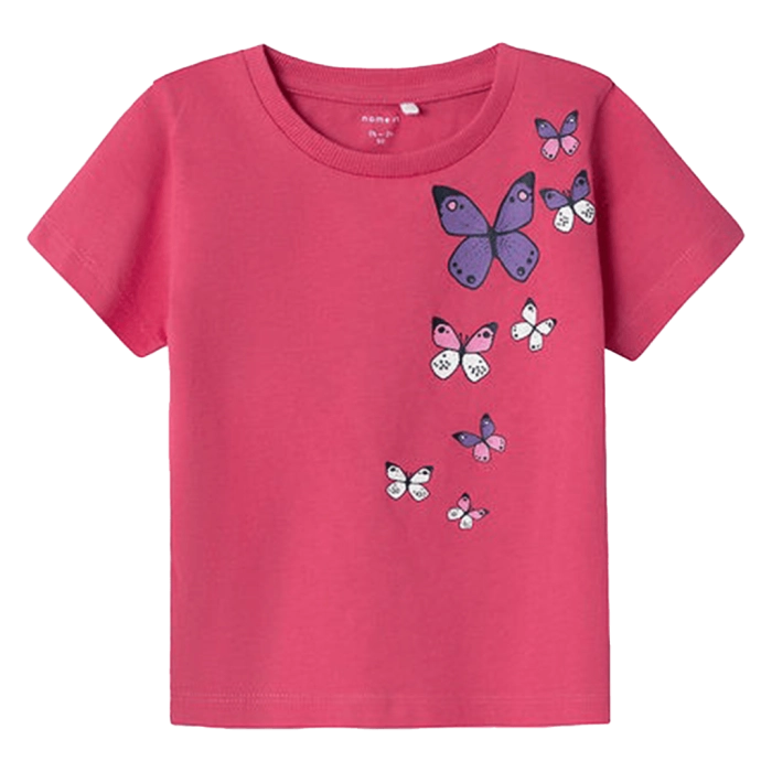 Παιδική μπλούζα Name it για κορίτσια Papillon φούξια σχολείο καθημερινό πεταλούδες μακό βαμβακερό ετών online (3)