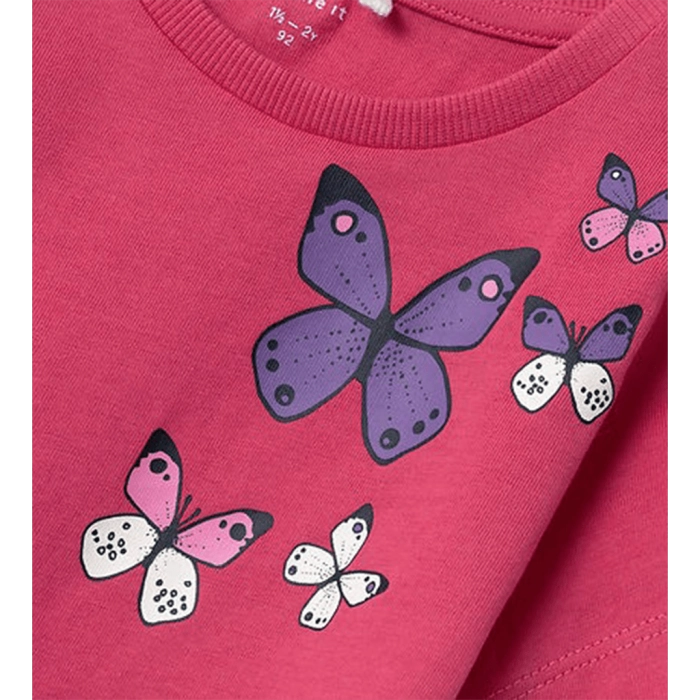 Παιδική μπλούζα Name it για κορίτσια Papillon φούξια σχολείο καθημερινό πεταλούδες μακό βαμβακερό ετών online (2)