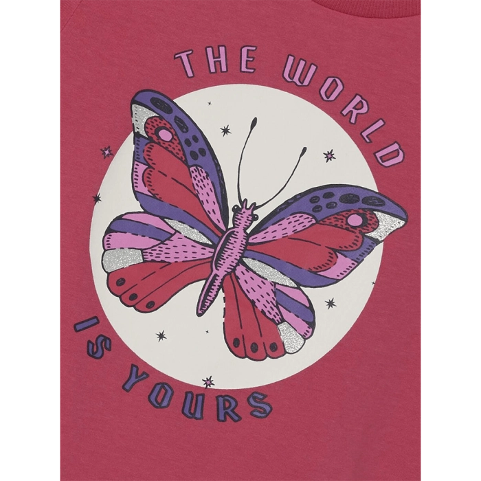 Παιδική μπλούζα Name it για κορίτσια World φούξια σχολείο καθημερινό πεταλούδες μακό βαμβακερό ετών online (3)
