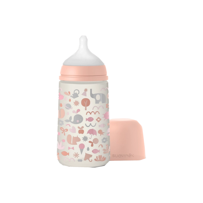 Βρεφικό μπιμπερό Suavinex για μωρά Pink memory  ροζ 270ml +3Μ κοριτσίστικα για μωρά με σιλικόνη online (2)
