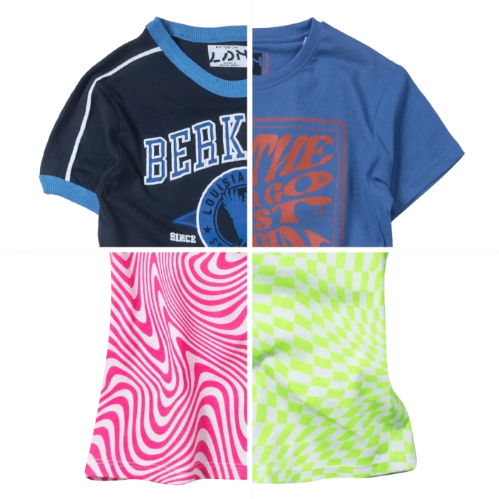 Παιδική μπλούζα Losan για αγόρια Berkeley μπλε αγορίστικες κοντομάνικες καλοκαιρινές μπλούζες tshirt ετών | Παιδική μπλούζα Losan για αγόρια begin μπλε αγορίστικες κοντομάνικες καλοκαιρινές μπλούζες tshirt ετών | Παιδική μπλούζα Losan για κορίτσια psychedelic love φούξια μπλούζες αμάνικες κοντές καλοκαιρινές επώνυμες online | Παιδική μπλούζα Losan για κορίτσια heart breaker πράσινο μπλούζες αμάνικες καλοκαιρινές επώνυμες online (1) 