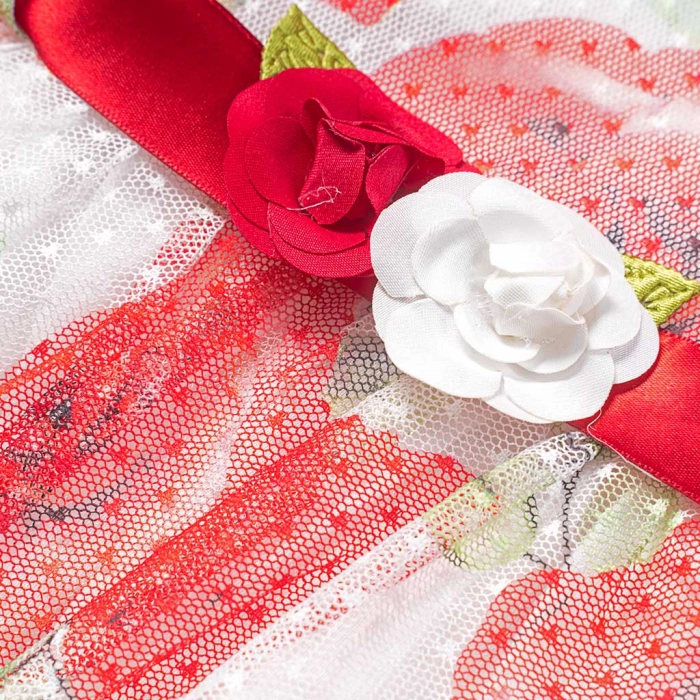 Βρεφικό φόρεμα Εβίτα για κορίτσια Rosa κόκκινο ζακέτα τούλι λουλούδια φλοράλ ετών casual online (2)