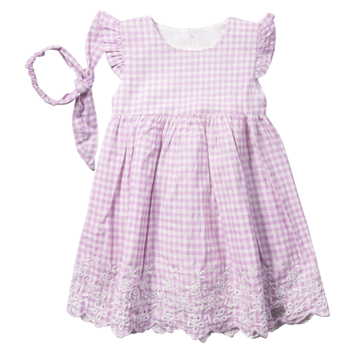 Βρεφικό φόρεμα Εβίτα για κορίτσια Angel μωβ καλοκαιρινό κορδέλα δαντέλα ετών casual online (1)