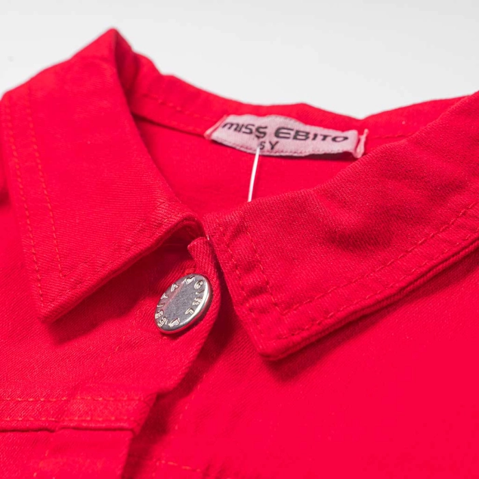 Παιδικό μπουφάν Εβίτα για κορίτσια Heart κόκκινο τζιν καθημερινό βόλτα ανοιξιάτικο κοντό ετών casual crop jean online (2)