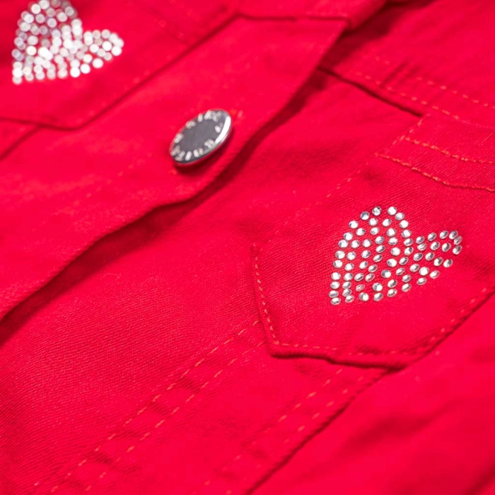Παιδικό μπουφάν Εβίτα για κορίτσια Heart κόκκινο τζιν καθημερινό βόλτα ανοιξιάτικο κοντό ετών casual crop jean online (3)