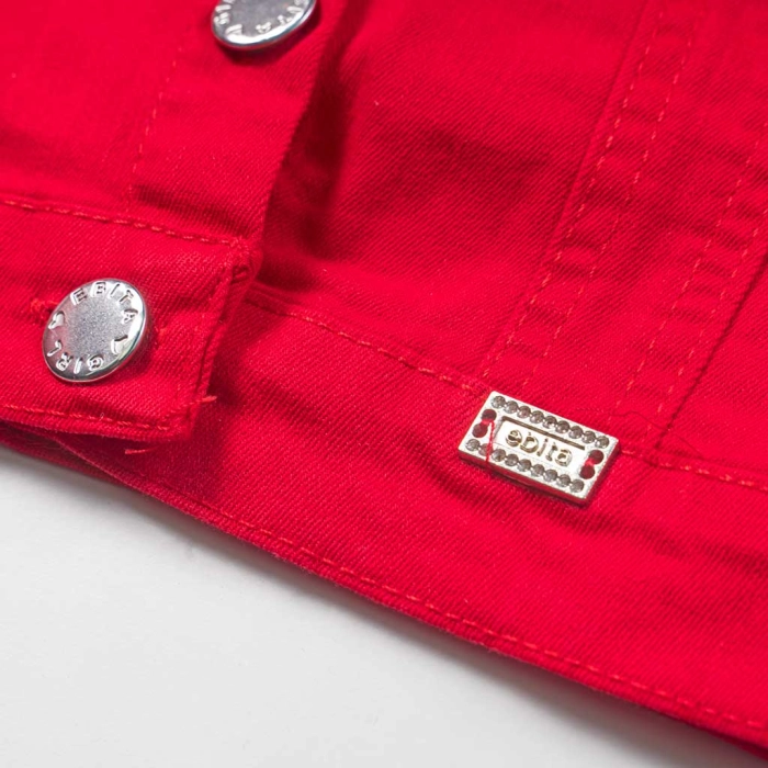 Παιδικό μπουφάν Εβίτα για κορίτσια Heart κόκκινο τζιν καθημερινό βόλτα ανοιξιάτικο κοντό ετών casual crop jean online (4)