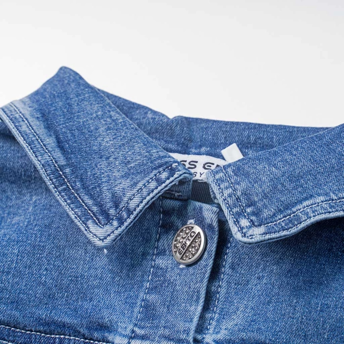 Παιδικό μπουφάν Εβίτα για κορίτσια Shine μπλε τζιν καθημερινό βόλτα ανοιξιάτικο κοντό ετών casual crop jean online (4)