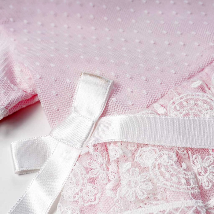 Βρεφικό φόρεμα Εβίτα για κορίτσια Irene ροζ τούλι λουλούδια ρομαντικό καλοκαιρινό αμπιγέ ετών casual online (2)