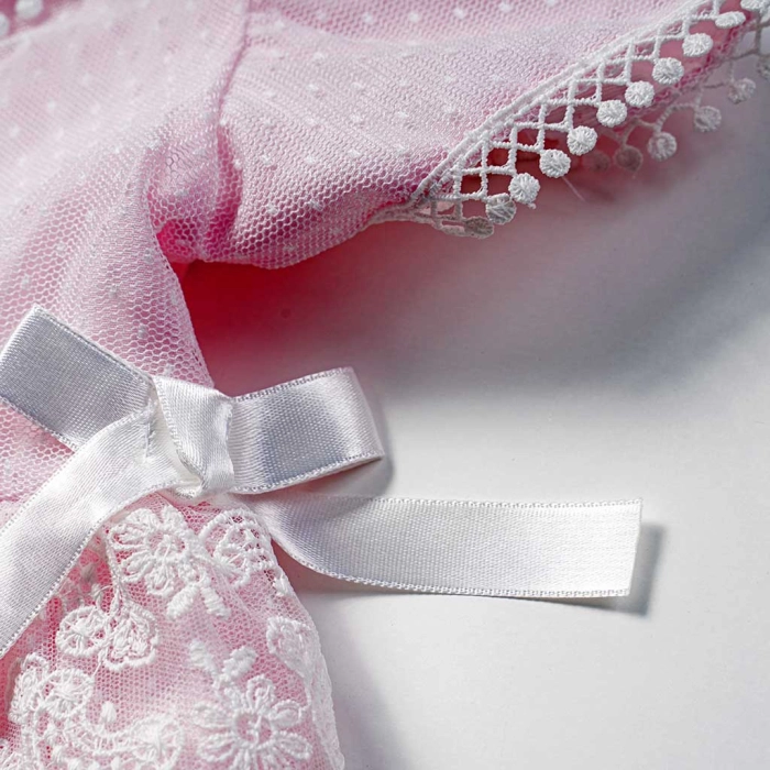 Βρεφικό φόρεμα Εβίτα για κορίτσια Irene ροζ τούλι λουλούδια ρομαντικό καλοκαιρινό αμπιγέ ετών casual online (5)