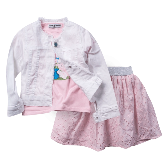 Βρεφικό σετ Εβίτα για κορίτσια Cute Bow άσπρο φούστα βόλτα ρομαντικό γιορτή μηνών casual online (7)