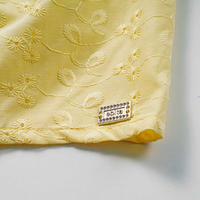 Παιδικό φόρεμα Εβίτα για κορίτσια  Rose κίτρινο μοντέρνο βολάν βόλτα καλοκαιρινό αέρινο ετών casual online (12)
