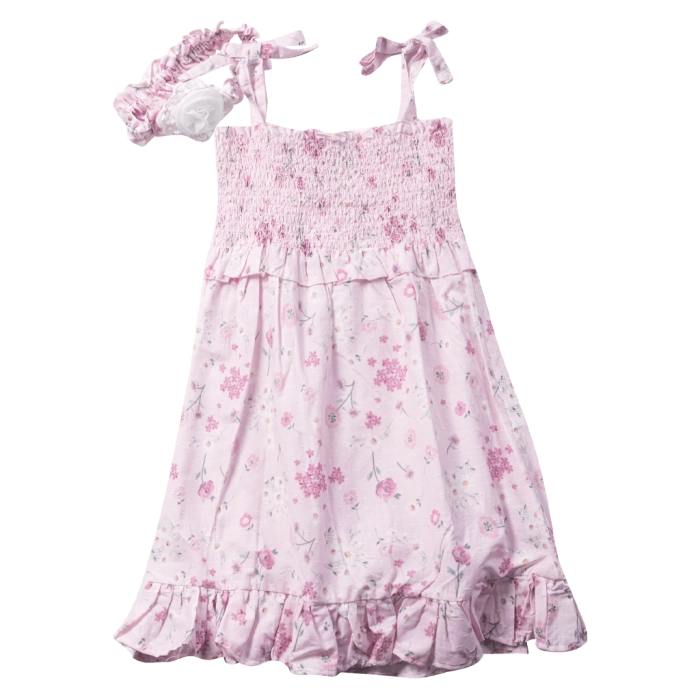 Παιδικό φόρεμα Εβίτα για κορίτσια  Rosalia ροζ μοντέρνο λουλούδια φλοράλ βόλτα καλοκαιρινό αέρινο ετών casual online (13)