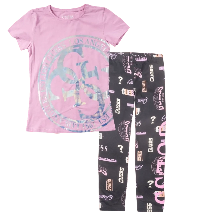 Παιδική μπλούζα Guess για κορίτσια LA holo ροζ καλοκαιρινά ετων επώνυμα online (1) | Παιδικό κολάν Guess για κορίτσια Graffiti μαύρο καθημερινά κοριτσίστικα ελαστικά online (1) 