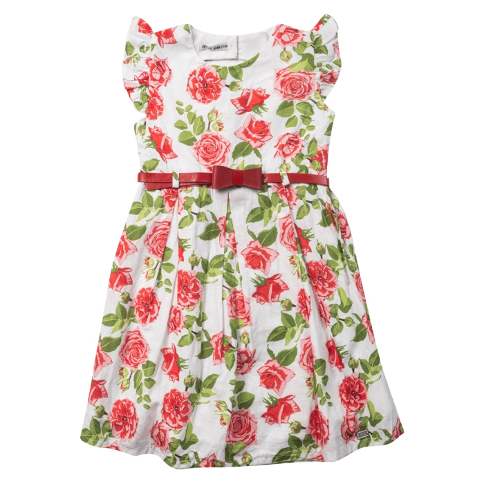 Παιδικό φόρεμα Εβίτα για κορίτσια  Rose Rojo άσπρο μοντέρνο βόλτα λουλούδια φλοράλ καλοκαιρινό αέρινο ετών casual online (12)