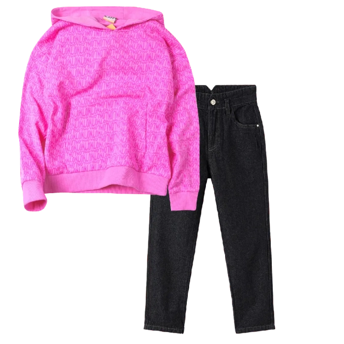 Παιδική μπλούζα Losan για κορίτσια Letters ροζ καθημερινές χειμερινές φούτερ ετών επώνυμες Online (1) | Παιδικό παντελόνι name it για κορίσια Buggy3 μαύρο τζιν μοντέρνο κοριτστίκα παντελόνια ετών παιδικά online (2) 