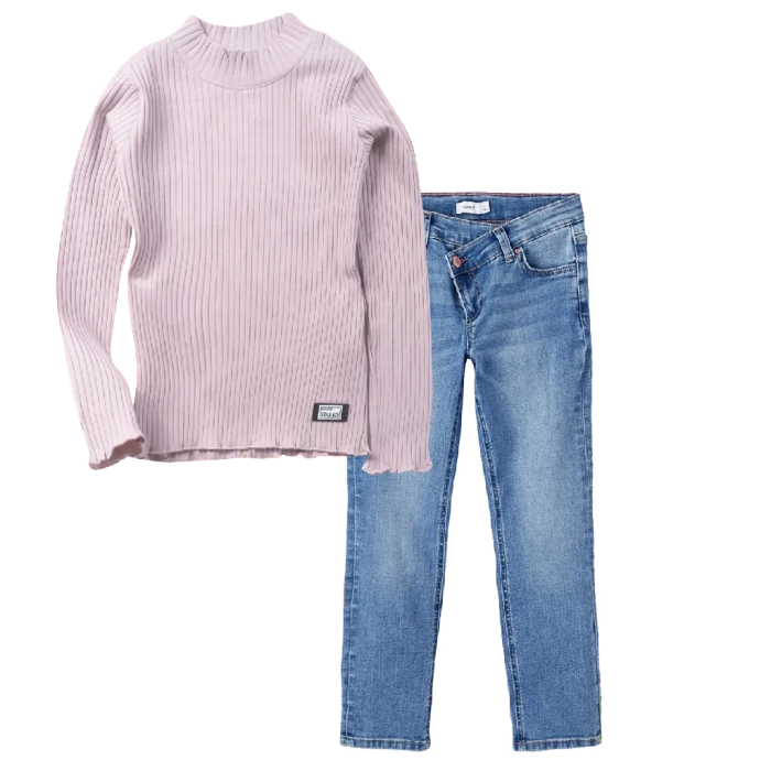 Παιδική μπλούζα Εβίτα για κορίτσια  Style026 ροζ επώνυμες ελληνικές εποχιακές ετών online  (1) | Παιδικό παντελόνι τζιν name it asterisk μπλε jean μοντέρνα ξεβαμμένα φαρδυά καμπάνα μπάγκι 