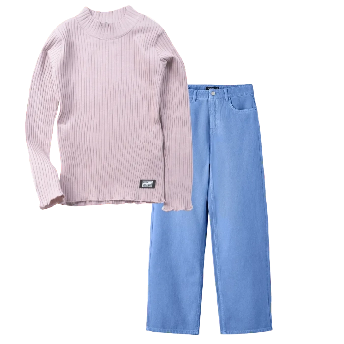 Παιδική μπλούζα Εβίτα για κορίτσια  Style026 ροζ επώνυμες ελληνικές εποχιακές ετών online  (1) | Παιδικό παντελόνι Name It για κορίτσια Like girl μπλε καθημερινά εποχιακά ετών επώνυμα online (1) 