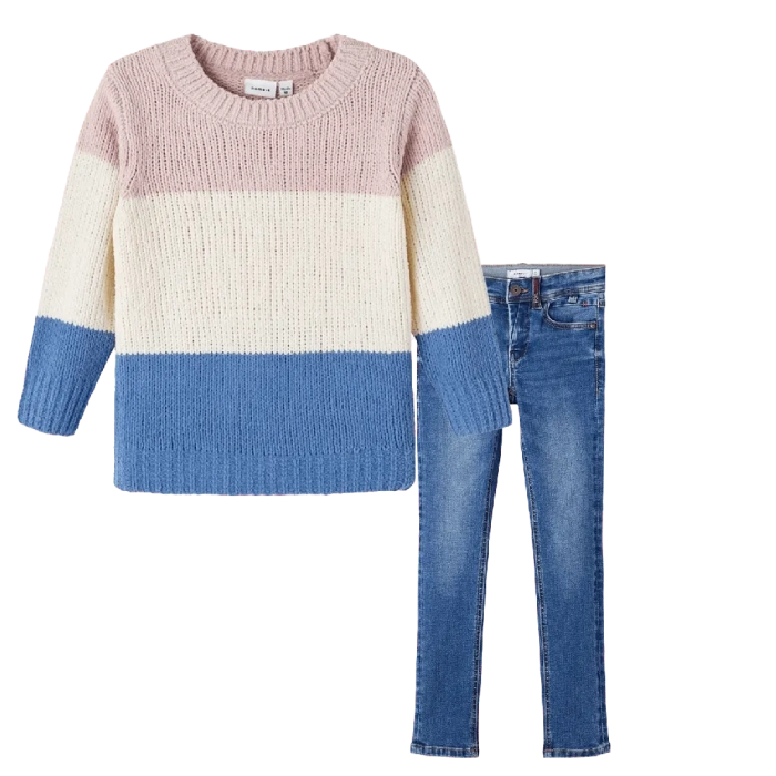 Παιδική μπλούζα name it για κορίτσια tricouerta ροζ πλεκτές μπλούζες ζεστή μοντέρνες μακρυμάνικες ετών online2 | Παιδικό παντελόνι τζιν Name It για αγόρια Generation μπλε εποχιακά ετών επώνυμα online (1) 