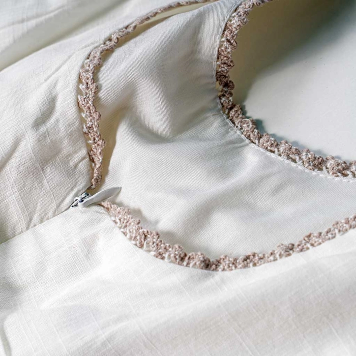 Παιδικό φόρεμα Εβίτα για κορίτσια  Mona άσπρο μοντέρνο ρομαντικό βόλτα καλοκαιρινό αέρινο ετών casual online (9)